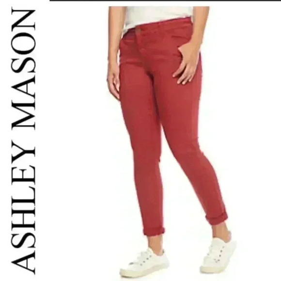NWT Ashley Mason Rust figure flattering crop pants - Picture 1 of 4